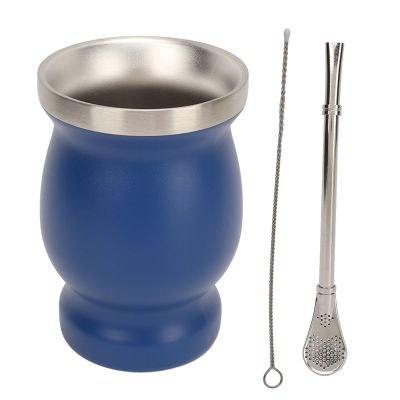 Pumpkin-Shaped Stainless Steel Mate Tea Cup, Blue