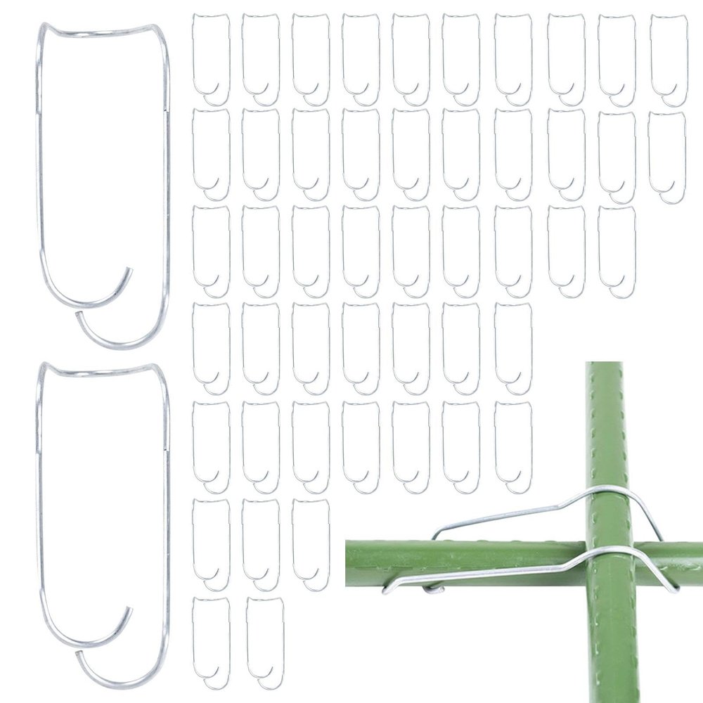 Plant Support Connector Clips, 50-Pack Steel Clips