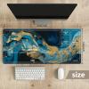 MTG Playmat with Zones, 61 × 35.6 cm, Stitched Edges, Golden Blue Marble view 2