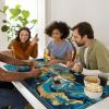 MTG Playmat with Zones, 61 × 35.6 cm, Stitched Edges, Golden Blue Marble view 3