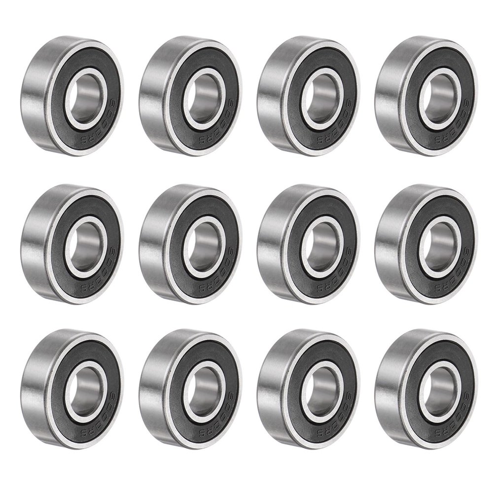QUARKZMAN 12-Pack 6000-2RS Deep-Groove Ball Bearings, 10 x 26 x 8 mm, Carbon Steel, Double-Shielded, ABEC-1, Z1