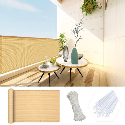 NINGBAI Balcony Privacy Screen, 105 x 400 cm, HDPE 220 g/m², Cream