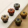 10 Antique Brass Ceramic Pumpkin Drawer Knobs view 3