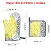 Oven Mitts and Pot Holders, 4-Piece Set, Dahlia pinnata Floral Pattern, Gray and Yellow, Heat-Resistant view 4