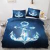 ROUSKI Anchor Duvet Cover Set, 135 x 200 cm, 2-Piece, 100% Microfiber, Children's Ocean Nautical Reversible Bedding with Zipper and 3D Design, Includes 80 x 80 cm Pillowcase view 1