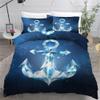 ROUSKI Anchor Duvet Cover Set, 135 x 200 cm, 2-Piece, 100% Microfiber, Children's Ocean Nautical Reversible Bedding with Zipper and 3D Design, Includes 80 x 80 cm Pillowcase view 2