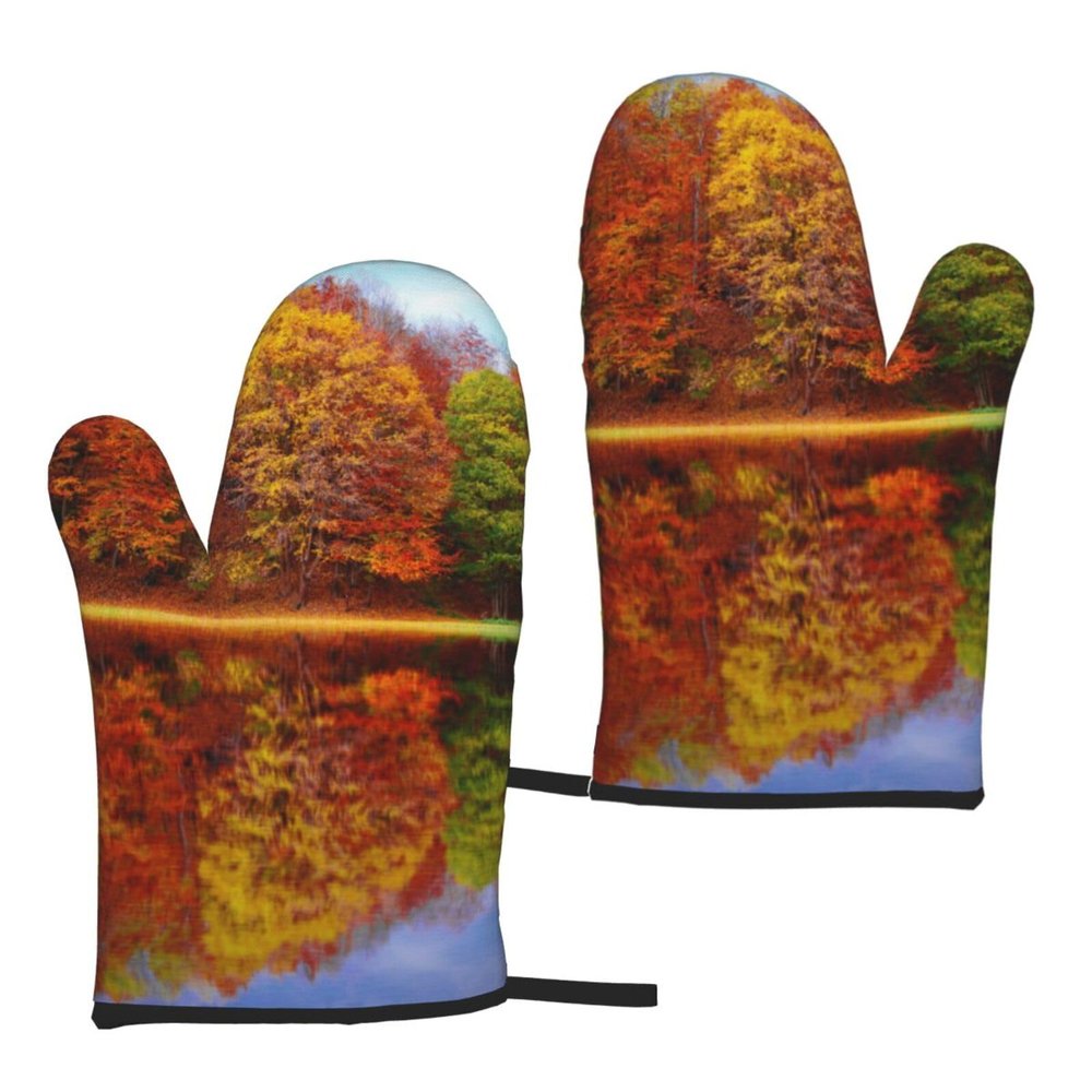 Oven Mitts, Autumn Maple Reflection, 2-Piece Set