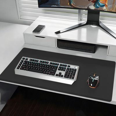 Leather Desk Mat with Edge Protection, 60 x 30 cm, Black