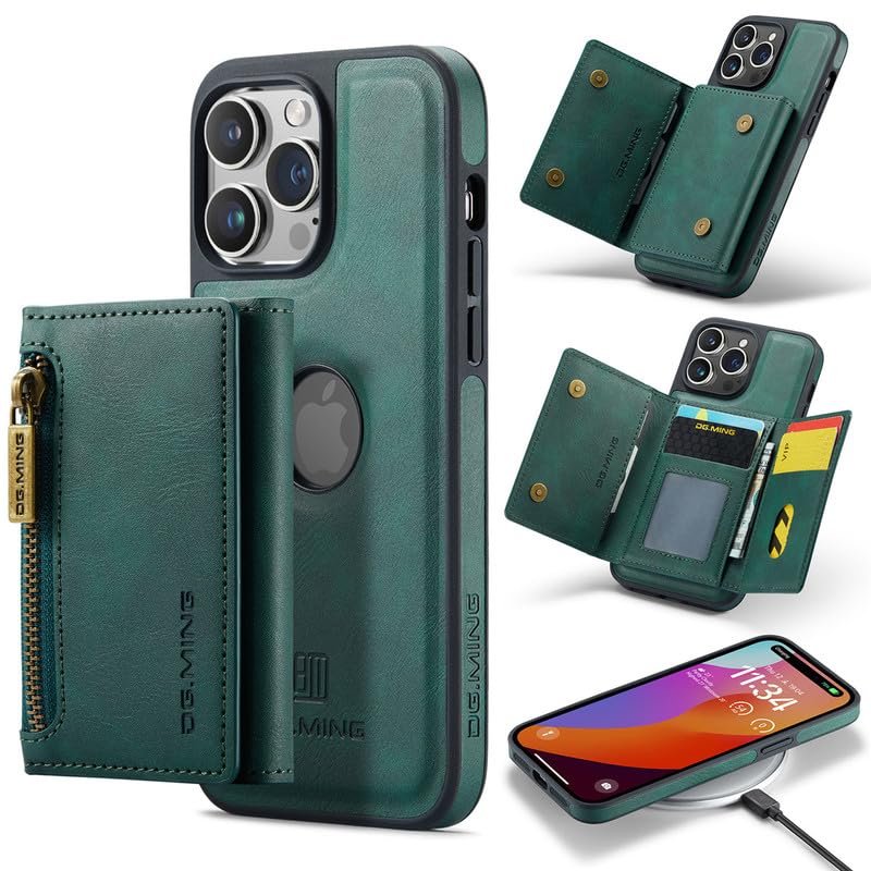 Yidai-Silu iPhone 13 Wallet Case with RFID Blocking, Green