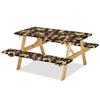 Jeiento Picnic Table and Bench Cover Set, Autumn Pumpkin Design, Reusable, Wipe-Clean Outdoor Tablecloth view 1
