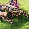 Jeiento Picnic Table and Bench Cover Set, Autumn Pumpkin Design, Reusable, Wipe-Clean Outdoor Tablecloth view 2