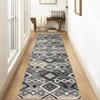 Siunwdiy Gray Geometric Runner Rug, 120 x 220 cm, Non-Slip, Washable view 1