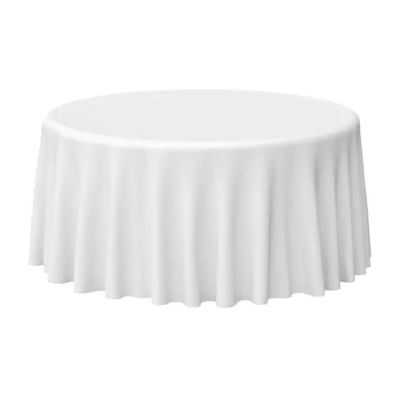MANQILE White Satin Tablecloth, 145 × 335 cm, Round, Solid Color