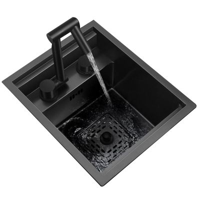 Small Hidden Stainless Steel Mini Sink with Folding Faucet Cover, 32 × 39 × 22.5 cm