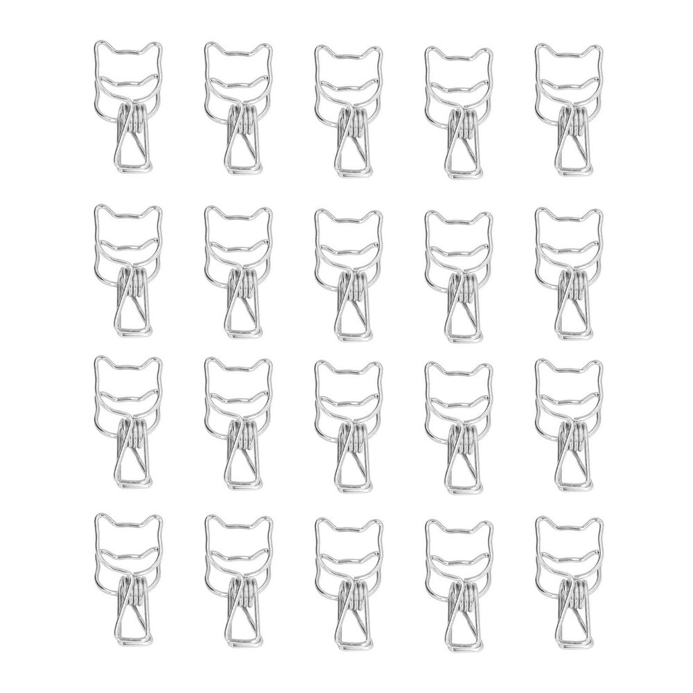 MISNODE 20-Pack Hollow Design Binder Clips, Decorative Metal Paper Clips, Silver