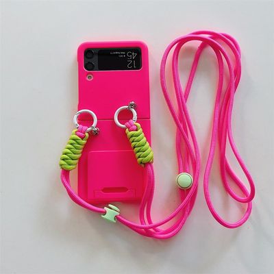 Fashion Crossbody Lanyard Case for Samsung Galaxy Z Flip 3/4/5, Rose Red