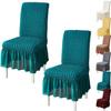 Green 3D Popcorn Fabric Dining Chair Covers with Long Ruffle Skirt, 2-Piece view 1