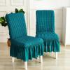 Green 3D Popcorn Fabric Dining Chair Covers with Long Ruffle Skirt, 2-Piece view 2