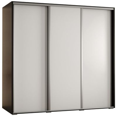 MEBLE KRYSPOL Davos 1 160 3-Door Sliding Wardrobe, 235.2 x 160 x 60 cm, Black/White/Silver