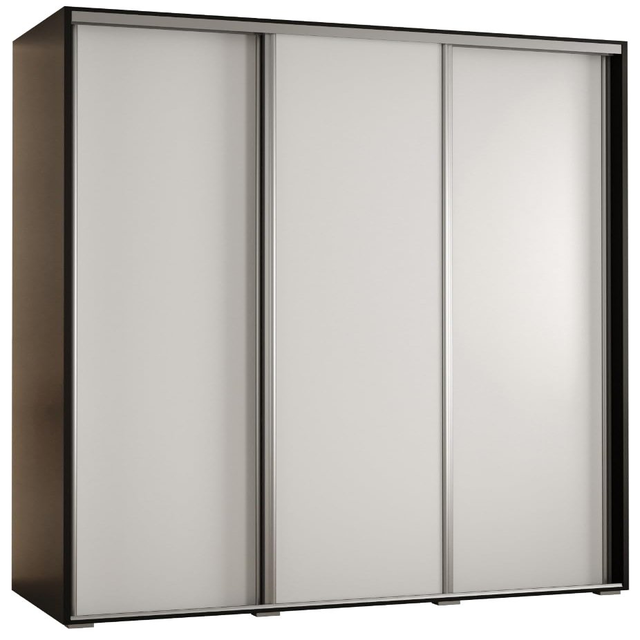 MEBLE KRYSPOL Davos 1 160 3-Door Sliding Wardrobe, 235.2 x 160 x 60 cm, Black/White/Silver