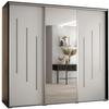 MEBLE KRYSPOL Davos 9 200 Bedroom Wardrobe with Three Sliding Doors, Mirror, Clothes Rail and Shelves, 235.2 x 200 x 60 cm, Black/White/Silver view 1