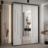 MEBLE KRYSPOL Davos 9 200 Bedroom Wardrobe with Three Sliding Doors, Mirror, Clothes Rail and Shelves, 235.2 x 200 x 60 cm, Black/White/Silver view 2