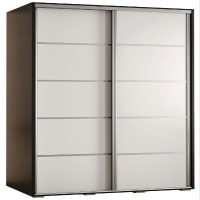 MEBLE KRYSPOL Davos 4 100 Wardrobe with Two Sliding Doors, 235.2 x 100 x 60 cm, Black/White/Silver