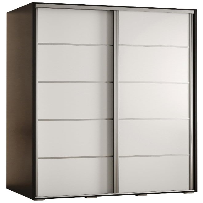 MEBLE KRYSPOL Davos 4 100 Wardrobe with Two Sliding Doors, 235.2 x 100 x 60 cm, Black/White/Silver