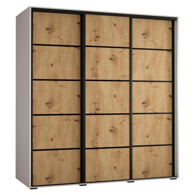 MEBLE KRYSPOL Davos 4 150 3-Door Sliding Wardrobe, White Artisan Black