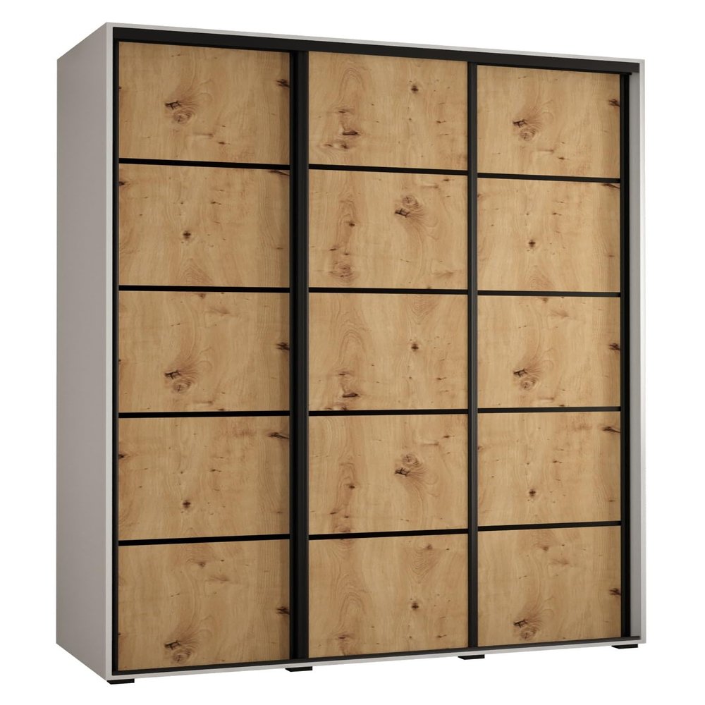 MEBLE KRYSPOL Davos 4 150 3-Door Sliding Wardrobe, White Artisan Black