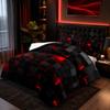 Nttopship Red and Black Geometric Quilt Set, 3-Piece, Microfiber view 2