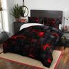 Nttopship Red and Black Geometric Quilt Set, 3-Piece, Microfiber view 3
