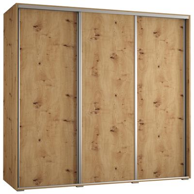 MEBLE KRYSPOL Davos 1 180 Bedroom Wardrobe with Three Sliding Doors, Clothes Rail and Shelves, 235.2 x 180 x 45 cm, Artisan Artisan Silver