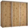MEBLE KRYSPOL Davos 1 180 Bedroom Wardrobe with Three Sliding Doors, Clothes Rail and Shelves, 235.2 x 180 x 45 cm, Artisan Artisan Silver view 1