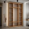 MEBLE KRYSPOL Davos 1 180 Bedroom Wardrobe with Three Sliding Doors, Clothes Rail and Shelves, 235.2 x 180 x 45 cm, Artisan Artisan Silver view 3
