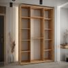 MEBLE KRYSPOL Davos 1 180 Bedroom Wardrobe with Three Sliding Doors, Clothes Rail and Shelves, 235.2 x 180 x 45 cm, Artisan Artisan Silver view 4