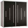 MEBLE KRYSPOL Davos 12 140 Wardrobe with Two Sliding Doors for Bedroom, Clothing Rod and Shelves, 235.2 x 140 x 45 cm, White/Black/Silver view 1