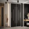 MEBLE KRYSPOL Davos 12 140 Wardrobe with Two Sliding Doors for Bedroom, Clothing Rod and Shelves, 235.2 x 140 x 45 cm, White/Black/Silver view 2