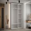 MEBLE KRYSPOL Davos 12 140 Wardrobe with Two Sliding Doors for Bedroom, Clothing Rod and Shelves, 235.2 x 140 x 45 cm, White/Black/Silver view 3