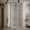 MEBLE KRYSPOL Davos 12 140 Wardrobe with Two Sliding Doors for Bedroom, Clothing Rod and Shelves, 235.2 x 140 x 45 cm, White/Black/Silver view 4