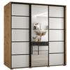 MEBLE KRYSPOL Davos 5 160 Wardrobe with Three Sliding Doors, Mirror, Rail and Shelves, 235.2 x 160 x 60 cm, Artisan White/Black view 1