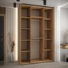 MEBLE KRYSPOL Davos 5 160 Wardrobe with Three Sliding Doors, Mirror, Rail and Shelves, 235.2 x 160 x 60 cm, Artisan White/Black view 4
