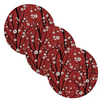 3-Piece Woven Trivet Set for Hot Dishes, 15 in, Cherry Blossom Pattern