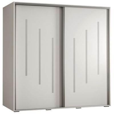 MEBLE KRYSPOL Davos 8 140 Wardrobe with Two Sliding Doors, White/White/Silver, 235.2 x 140 x 45 cm