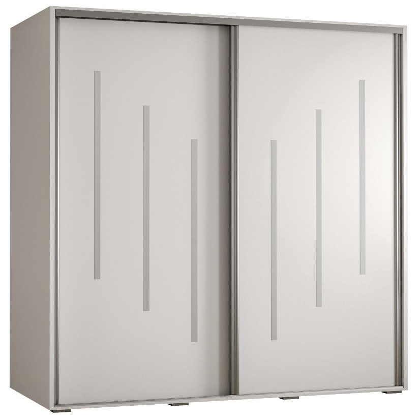 MEBLE KRYSPOL Davos 8 140 Wardrobe with Two Sliding Doors, White/White/Silver, 235.2 x 140 x 45 cm