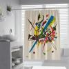 LANDERSION Shower Curtain Set, Abstract Kandinsky-Style Geometric Pattern, Washable Waterproof Polyester, Hooks, 35.4 x 70.9 in view 1