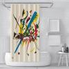LANDERSION Shower Curtain Set, Abstract Kandinsky-Style Geometric Pattern, Washable Waterproof Polyester, Hooks, 35.4 x 70.9 in view 2