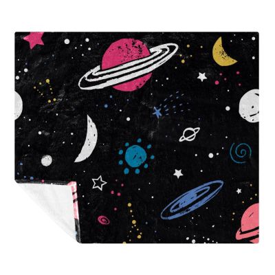 VAPOKF Space Planet Moon Stars Night Sky Soft Throw Blanket, 149.9 x 200.7 cm