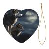 Wolves in Moonlight Ceramic Christmas Tree Ornaments, Double-Sided Printed, Heart-Shaped view 2