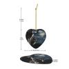 Wolves in Moonlight Ceramic Christmas Tree Ornaments, Double-Sided Printed, Heart-Shaped view 4